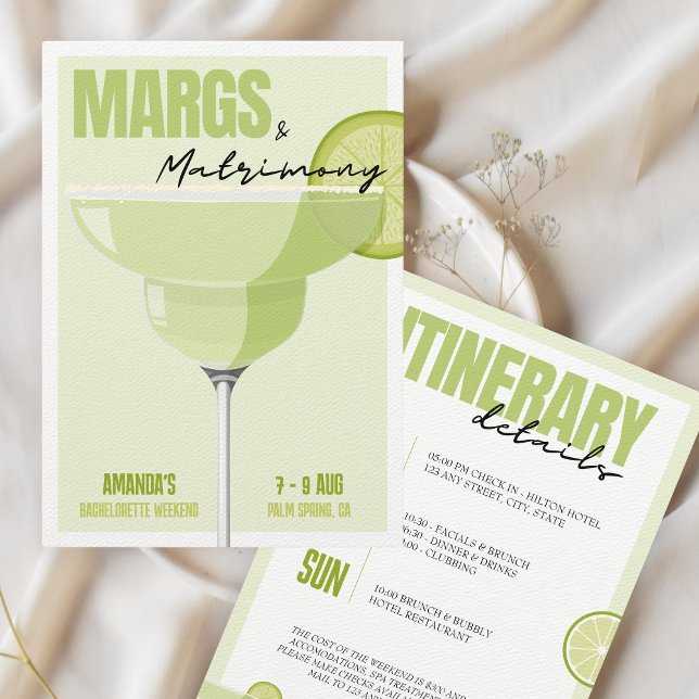 Convite Margs & Matrimony Bachelorette (Margs & Matrimony bachelorette weekend invitation)