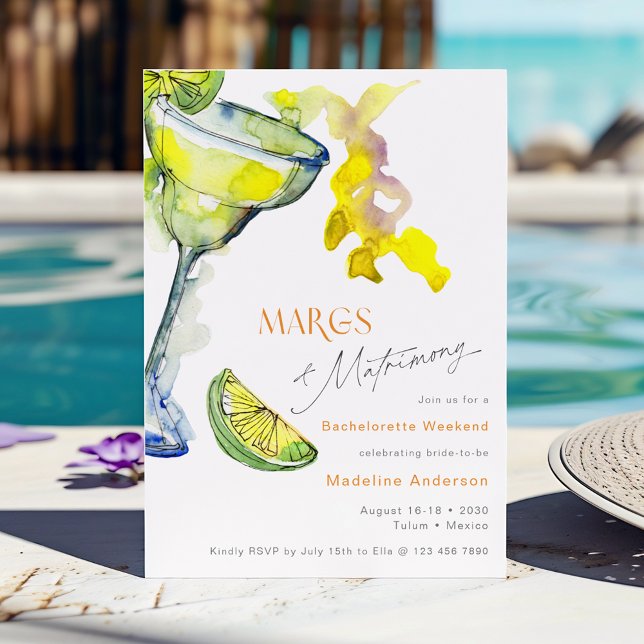 Convite Margs & Matrimony Bachelorette Weekend Itinerário (Criador carregado)