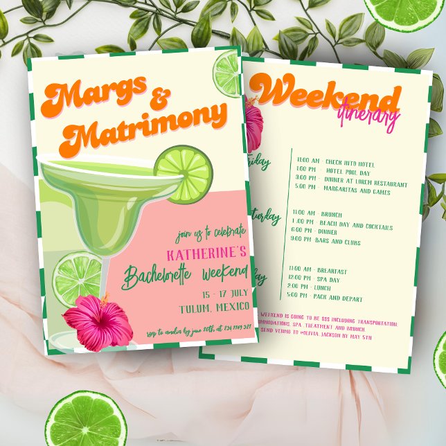 Convite Margs & Matrimony Bachelorette Weekend Itinerário (Criador carregado)