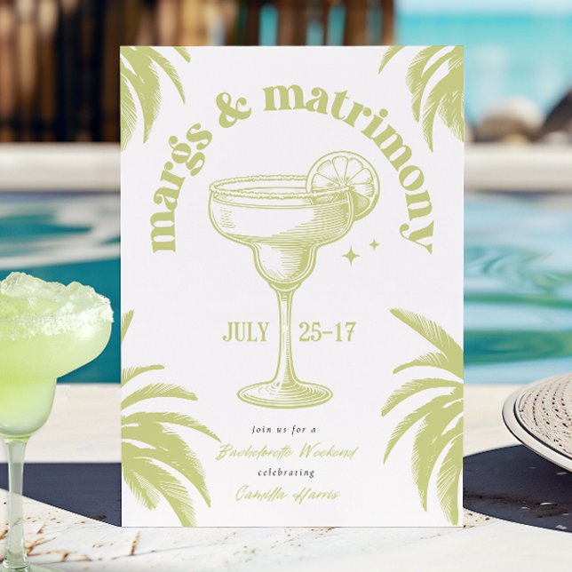 Convite Margs & Matrimony Bachelorette Weekend Itinerário (Criador carregado)