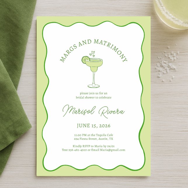 Convite "Margs & Matrimony" Chá de Noiva de Tequila e Lima (Criador carregado)