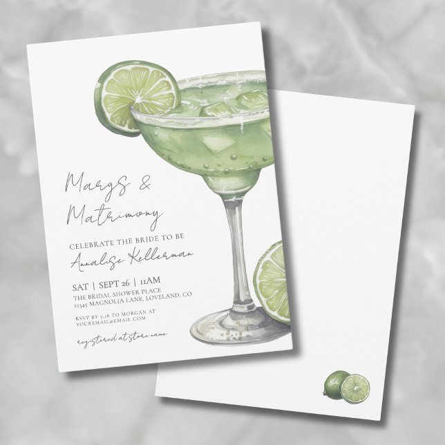Convite Margs & Matrimony Churrasco de Noivado de Margarit (Margs & Matrimony Margarita Bridal Shower Invitation)