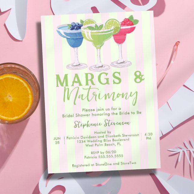 Convite Margs & Matrimony Rosa Menta Verde Chá de Noiva (Criador carregado)