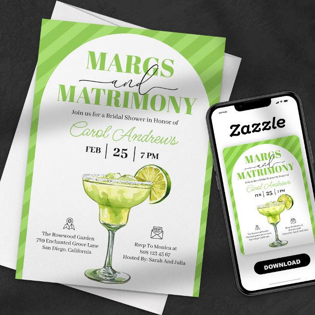 Convite Margs & Matrimony Tequila Chá de panela (Criador carregado)