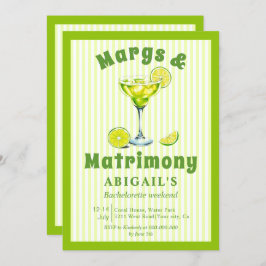 Convite Margs & Matrimony verde limão bachelorette fim de 