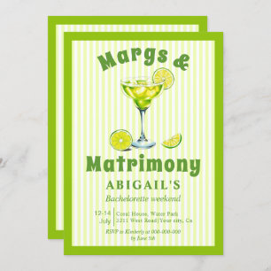 Convite Margs & Matrimony verde limão bachelorette fim de