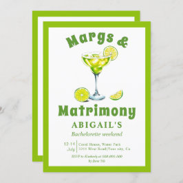 Convite Margs & Matrimony verde limão bachelorette fim de 