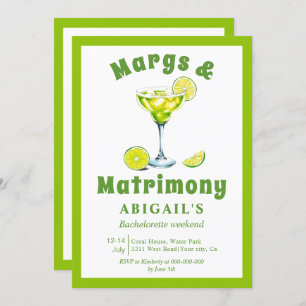 Convite Margs & Matrimony verde limão bachelorette fim de