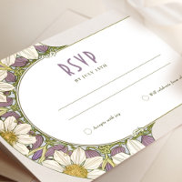 Marguerite Daisy Lavanda Wedding RSVP Art Nouveau