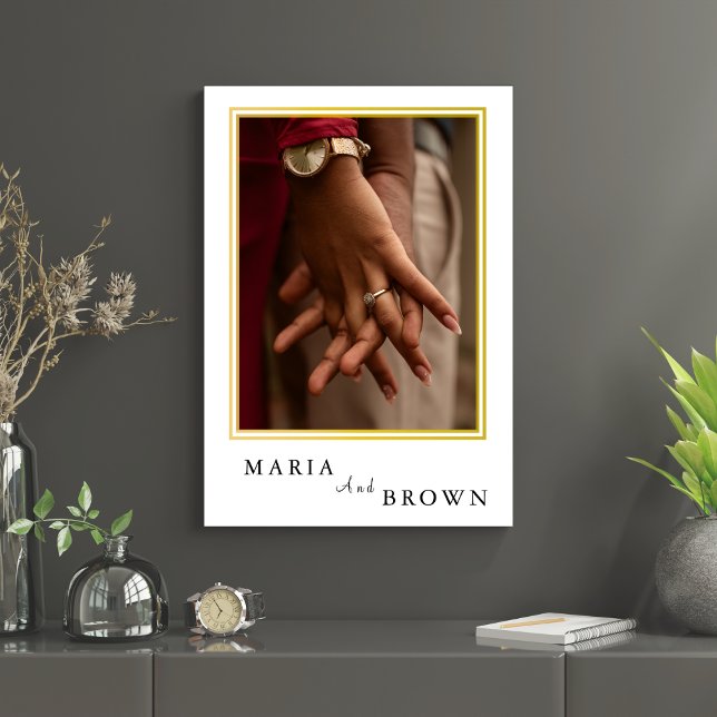 Convite "Maria & Brown" Modern Minimalist Wedding |Elegant (Minimalist photo wedding invitation)