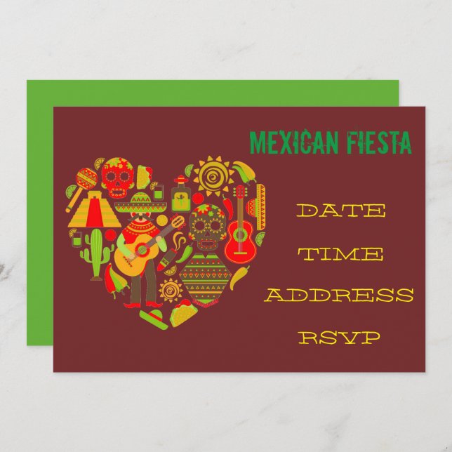 Convite Mariachi temático mexicano da festa do partido (Frente/Verso)