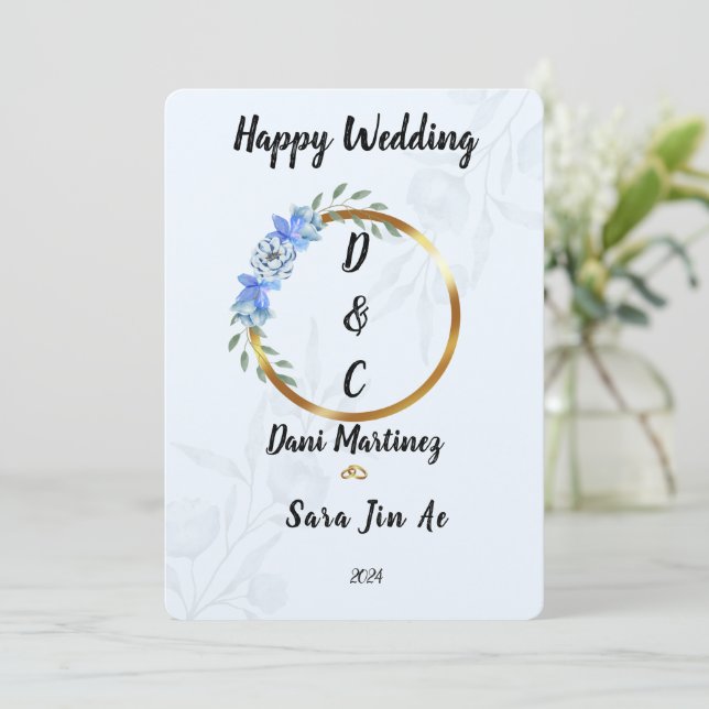 Convite  Mariages Happy Wedding (Em pé/Frente)