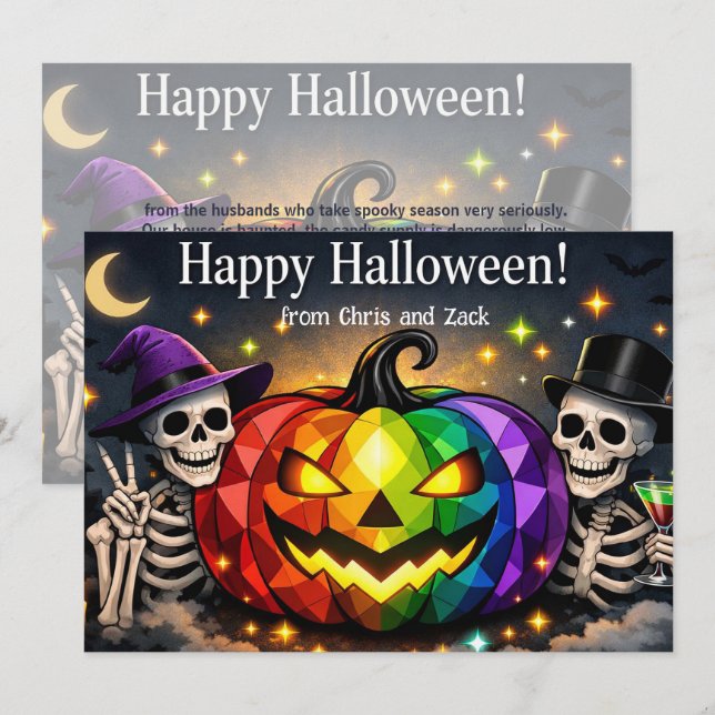 Convite 🎃🌈Maridos Assustadores LGBT (Frente/Verso)