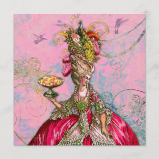 Convite Marie Antoinette Deixe-os Comer Bolo