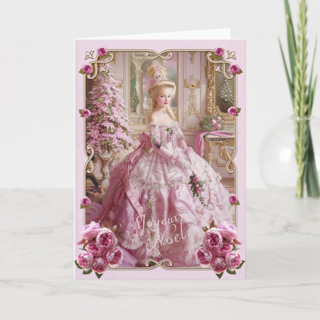 Convite Marie Antoinette Versailles Pink Christmas Card  (Frente)