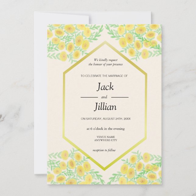 Convite Marigold floresce Autumn Weditation (Frente)