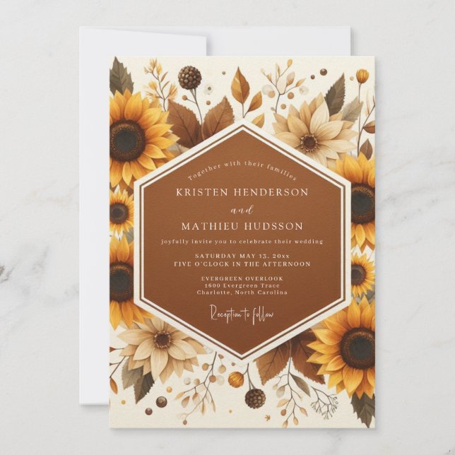 Convite Marigold Harvest Bloom Wedding (Frente)