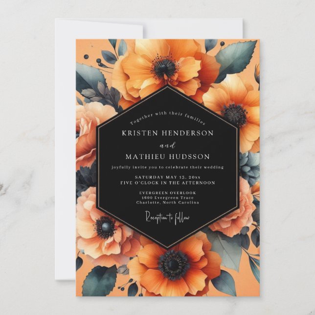 Convite Marigold Noir Painterly Wedding (Frente)