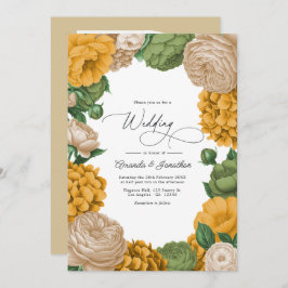 Convite Marigold, Olive & Warm Cream Floral Wedding