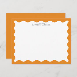 Convite Marigold Orange Wavy Frame Note Card