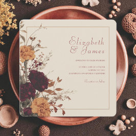 Convite Marigold Rustic Boho Autumn Casamento Floral
