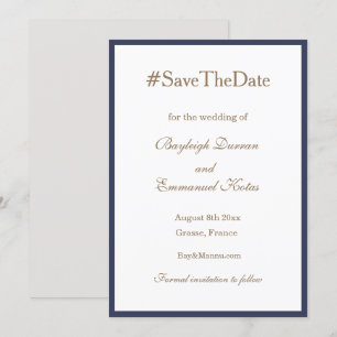 Convite Marinha Azul Branco Salvar Data Milenar Hashtag