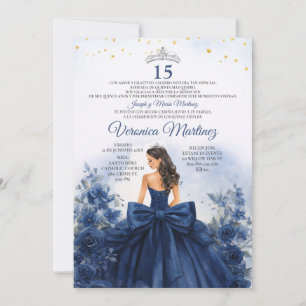 Convite Marinha Azul Princesa Floral Doce 15 Anos