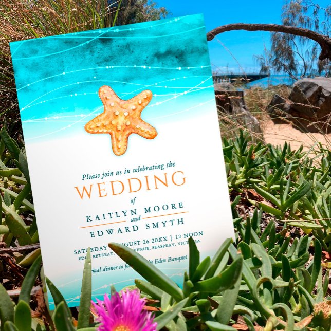 Convite Marinha-d'água do oceano aqua coral (Criador carregado)