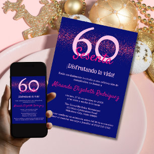 Convite Marinha Espanhola Brilho Rosa Quente Feminino 60º