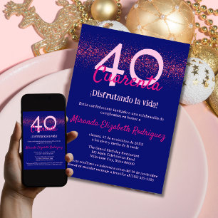 Convite Marinha Espanhola Rosa Vibrante Feminino 40º Anive