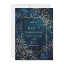 Marinha Estrelada Ouro Botânico Casamento