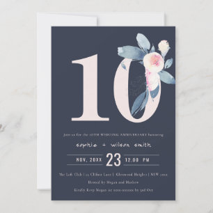 CONVITE MARINHA ROSA BEBÊ AZUL FLORAL 10º ANIVERSÁRIO DE Q