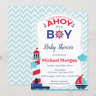 Convite Marinheiro, Ahoy, é um Chá de fraldas