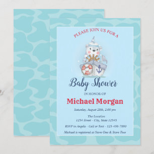 Convite Marinheiro,Mar,Ahoy É um Chá de fraldas