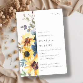 Convite Marinho Amarelo Rústico Chá Floral de Girassol
