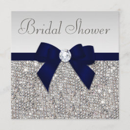 Convite Marinho    Arco Azul Sequências Faux Silver Chá de
