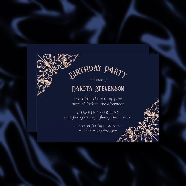 Convite Marinho Art Deco Azul e Esmagado | Geométrico (Criador carregado)