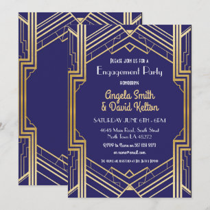 Convite Marinho Art Deco Convide Gatsby 1920