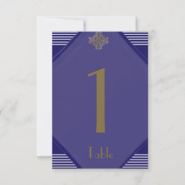 Convite Marinho Art Deco Posh Numeração da Tabela de Casam