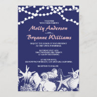 Marinho Artsy Seashells String Luzes Praia Casamen