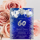 Convite Marinho Azul 60º Aniversário do Confetti<br><div class="desc">Um confete moderno,  chic e glamouroso e balões sobre fundo azul marinho.</div>