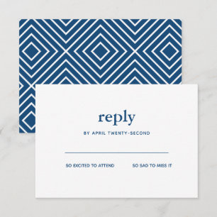 Convite Marinho Azul Bar Moderno Mitzvah White Reply Card