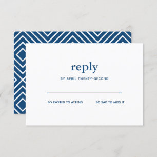 Convite Marinho Azul Bar Moderno Mitzvah White Reply Card