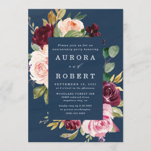 Convite Marinho Azul Borgonha Blush Dourado Festa de Anive