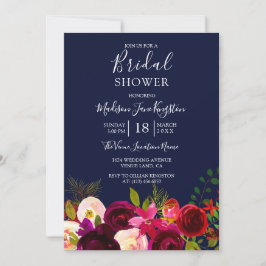 Convite Marinho Azul Borgonha Chá de panela Floral