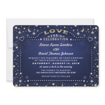 Marinho Azul Branco e Dourado Lua e Estrelas Casam