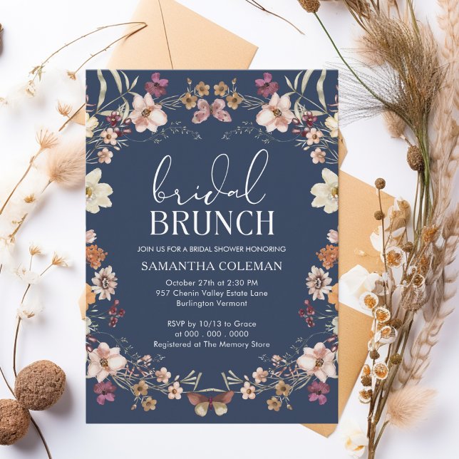 Convite Marinho Azul Bridal Bridal BrunChá de panela (Criador carregado)