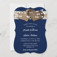 Marinho Azul Campo Burlap Lights Casamento