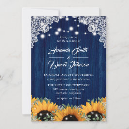 Convite Marinho Azul-celeiro rendas Sunflower Invitation