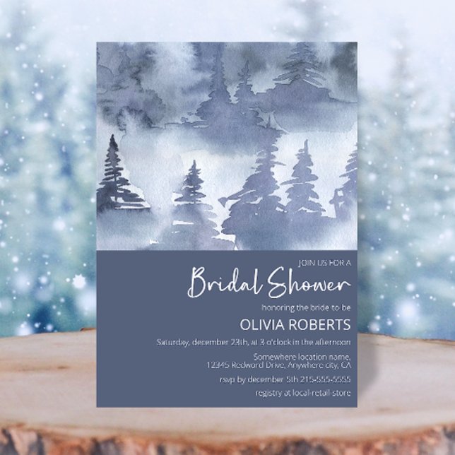 Convite Marinho Azul Chá de panela da Floresta Inverna (Criador carregado)